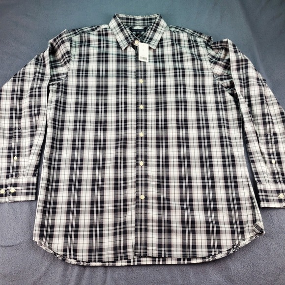 Banana Republic Mens XL Long Sleeve Button Up Shirt Plaid Black White Casual - Picture 3 of 6